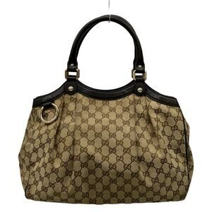Gucci GG/Sukey Tote Bag 211944 Dark Brown Beige Jacquard Leather